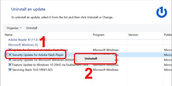 Chọn “Uninstall” để gỡ bỏ
