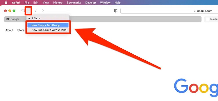 Tính năng nhóm tab của Safari