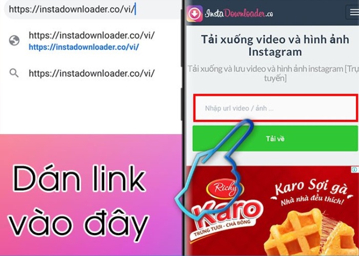 Dán link của video bạn đã copy vào