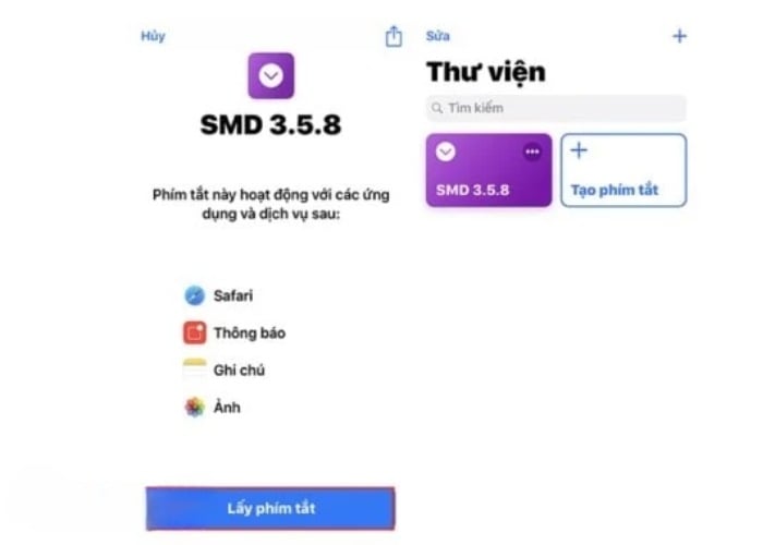 Nhấn "Lấy phím tắt" để đồng ý lưu tự động