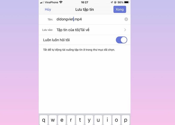 Nhấn "Done" để bắt đầu tải