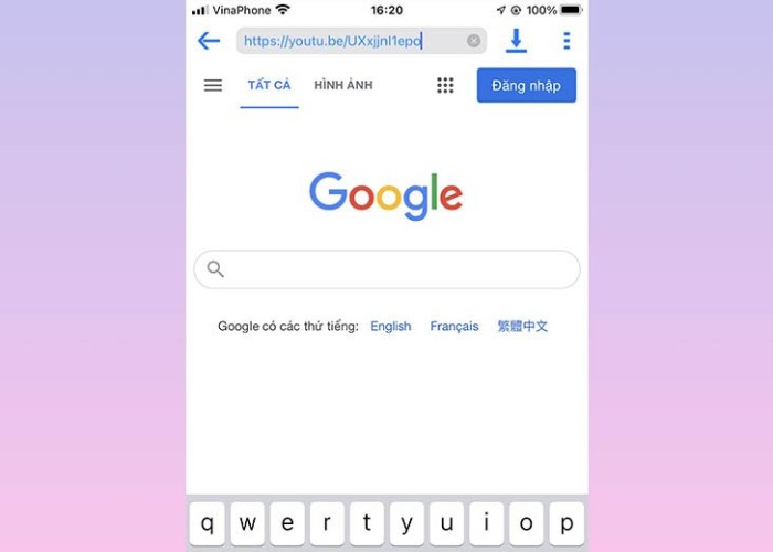 Dán đường liên kết vào khung URL