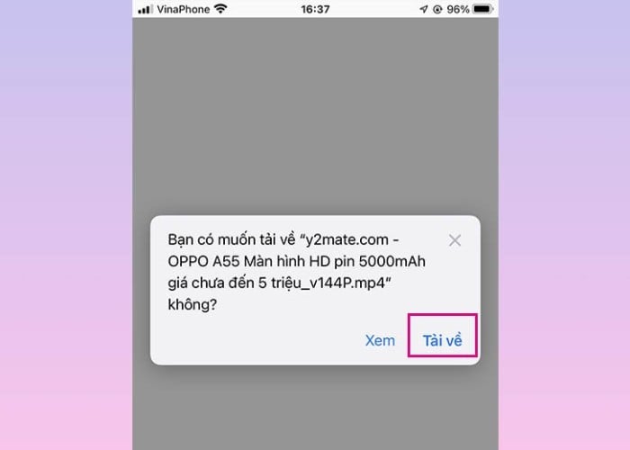 Đợi quá trình tải video hoàn tất