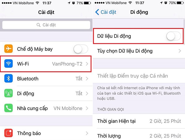Tắt các kết nối gây hao tốn pin
