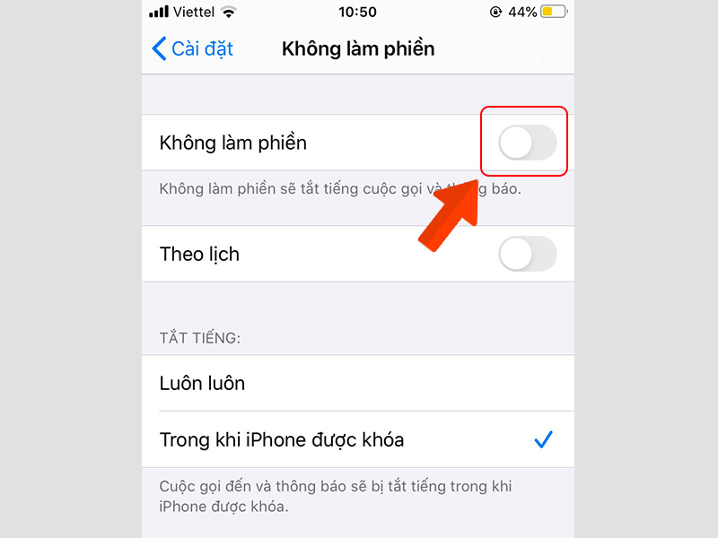 Tắt trạng thái không làm phiền