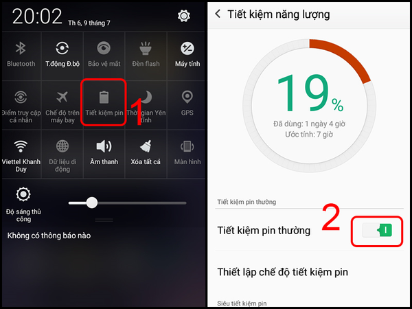 Chọn biểu tượng "Tiết kiệm pin" -> tắt "Tiết kiệm