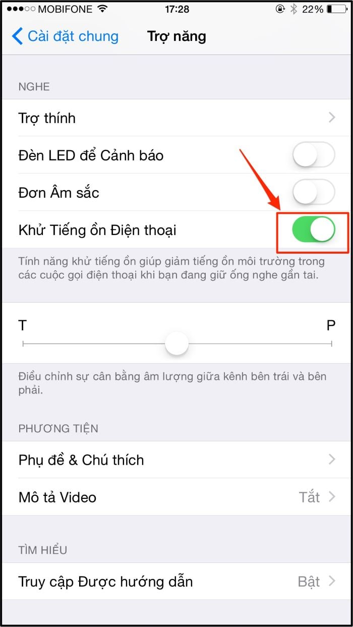 Tắt tính năng khử tiếng ồn