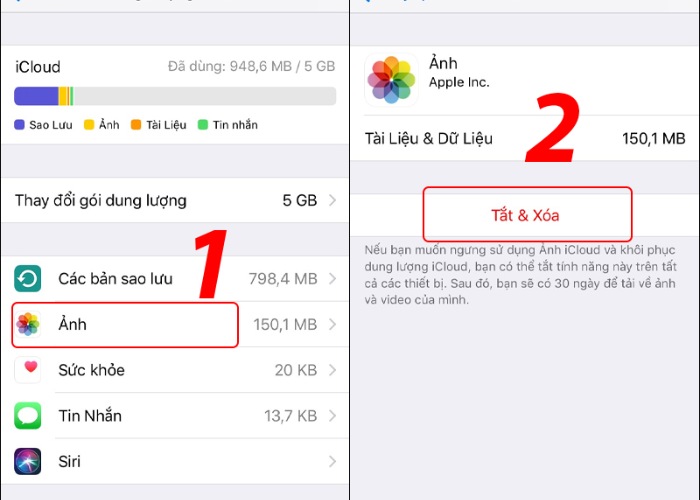 Nhấn "Tắt và Xóa" nếu bạn muốn xóa ảnh lưu