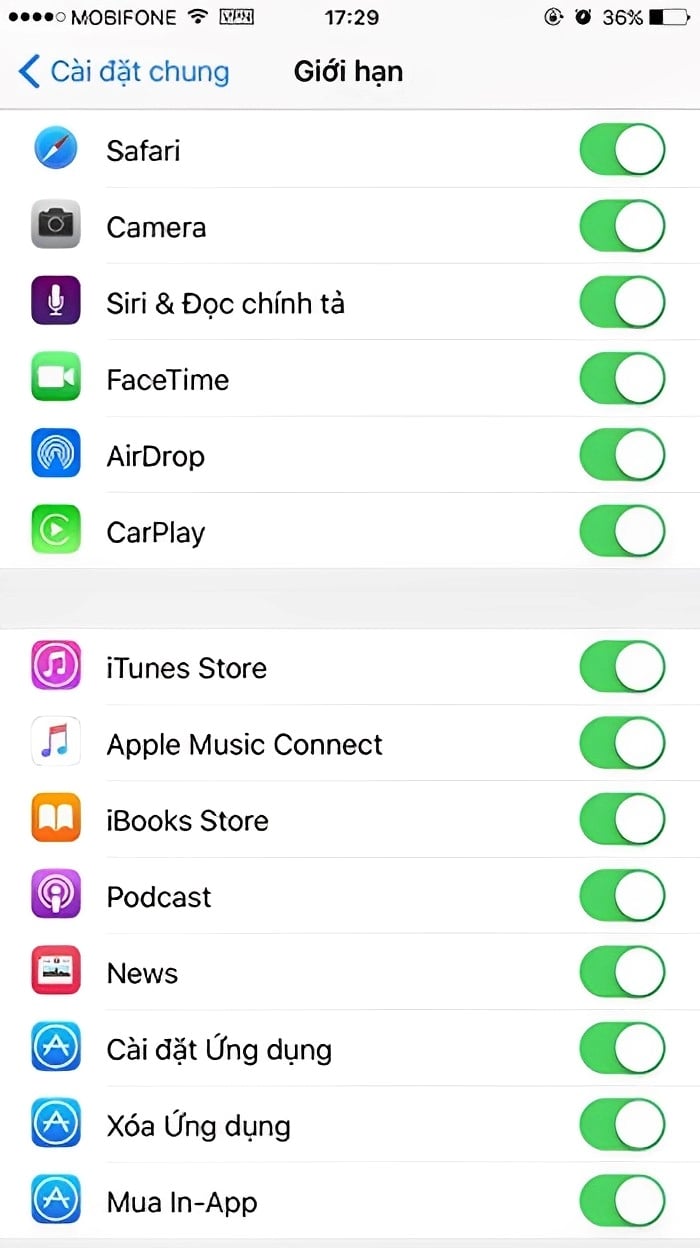 tắt chế độ giới hạn camera trên iphone