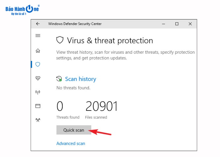 Chọn Quick Scan để hoàn tất quét virus