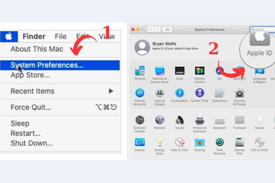 Từ "System Preferences", bạn hãy tiếp tục click vào "Apple ID"