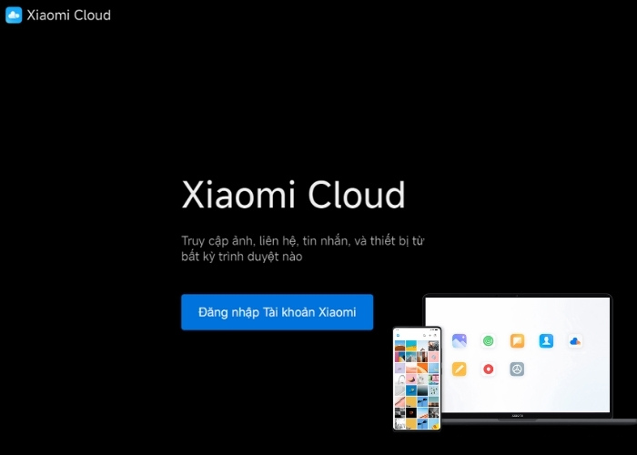 Vào trang web Xiaomi Cloud