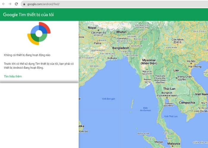 Vào trang web Goodle Find My Device