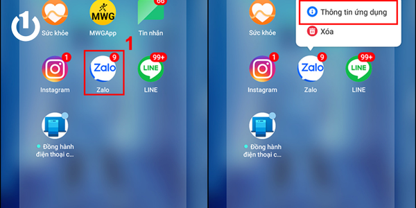 Ấn giữ vào ứng dụng Zalo