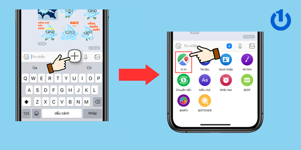 Chọn vào icon vị trí