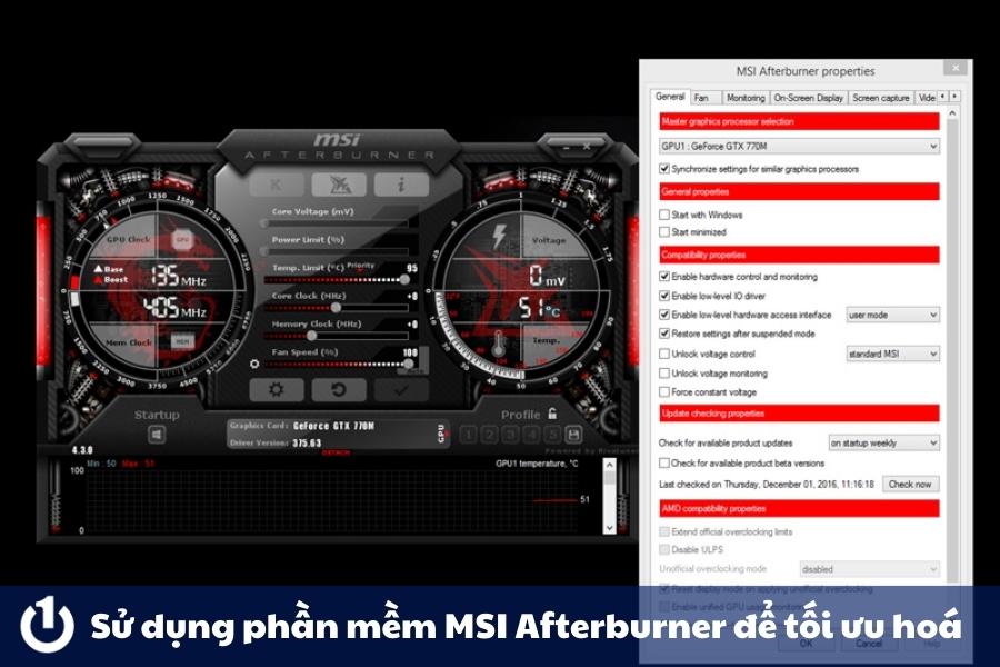 Sử dụng phần mềm MSI Afterburner để tối ưu hóa