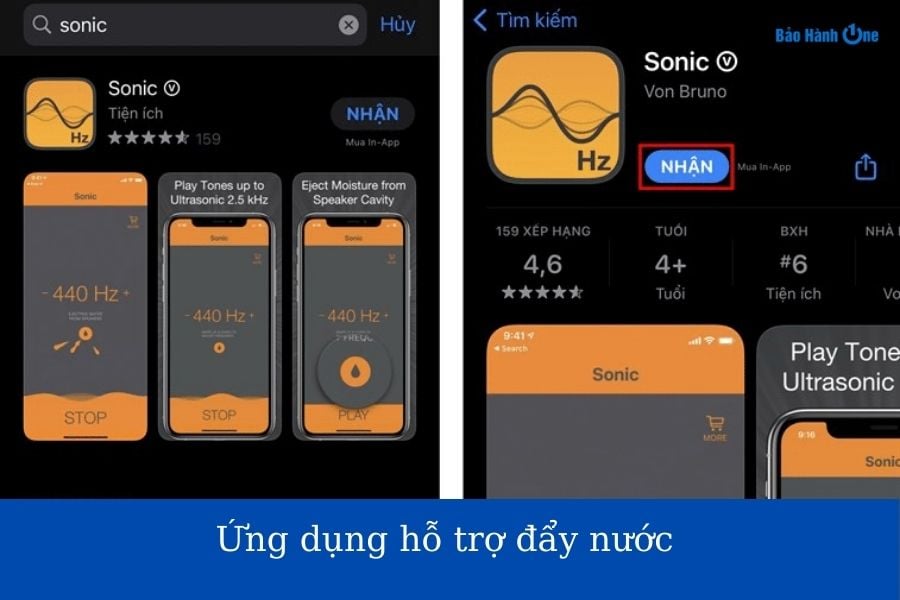 Tải ứng dụng Sonic từ Appstore để xử lý nước