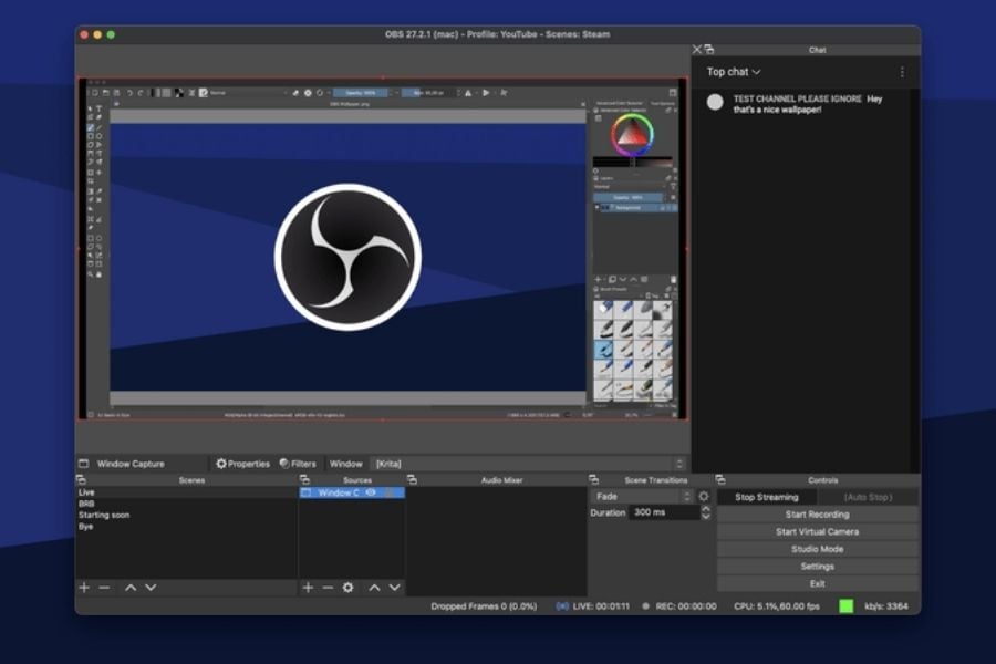 Phần mềm quay màn hình máy tính OBS Studio được