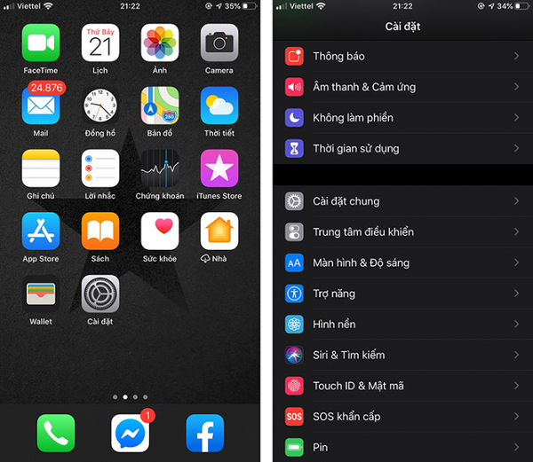 Vào phần menu cài đặt của iPhone