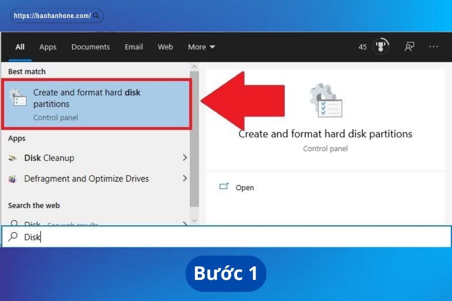 Các bước để mở Disk Management