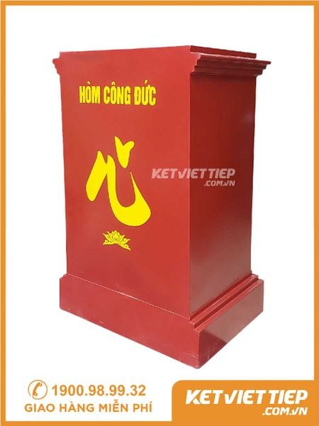 két sắt hòm công đức có khe bỏ tiền 