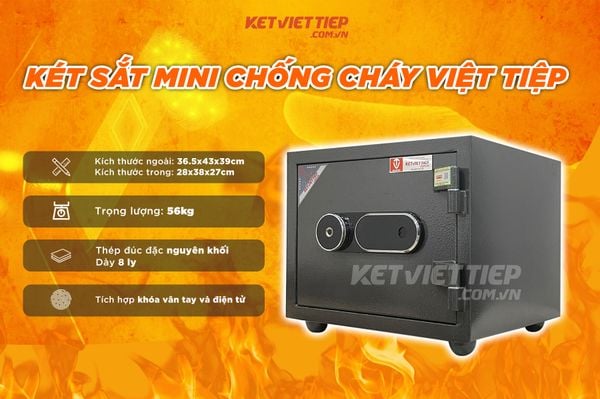 két sắt mini vân tay kết hợp điện tử