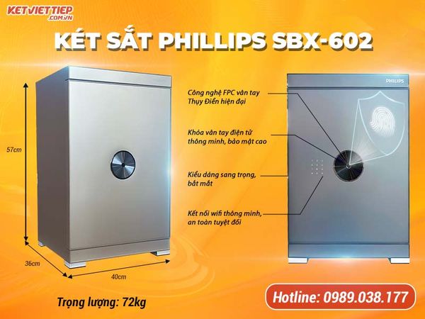 Két sắt Phillips SBX-602 nhập khẩu, kiểu dáng sang trọng, tính bảo mật cao