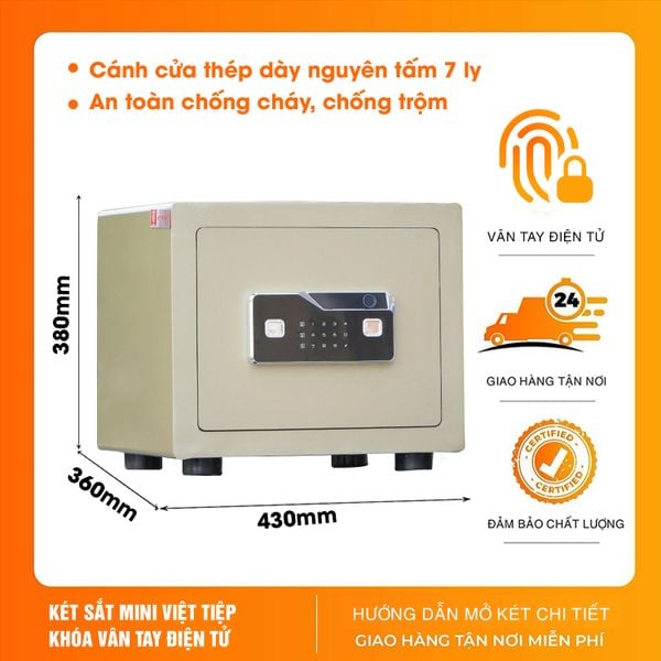 Két Sắt Vân Tay Việt Tiệp KVT38VT cánh dày thép tấm