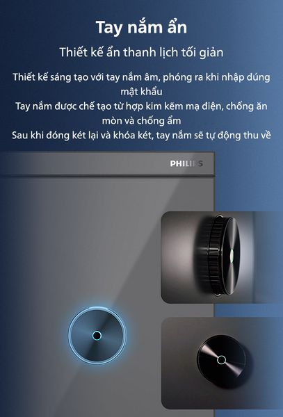 Tay nắm âm chìm Két sắt nhập khẩu Philips SBX602 –6CU