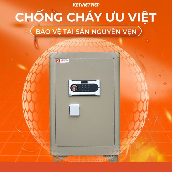 Két Sắt Việt Tiệp Siêu Cường KSC76E chống cháy ưu việt – bảo vệ tài sản nguyên vẹn, khóa điện tử hiện đại, thân thép siêu cứng