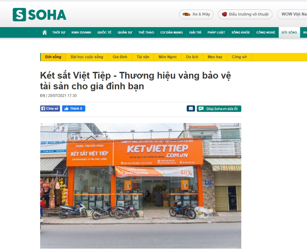 Báo SOHA: Két sắt Việt Tiệp - Thương hiệu vàng bảo vệ tài sản cho gia đình bạn