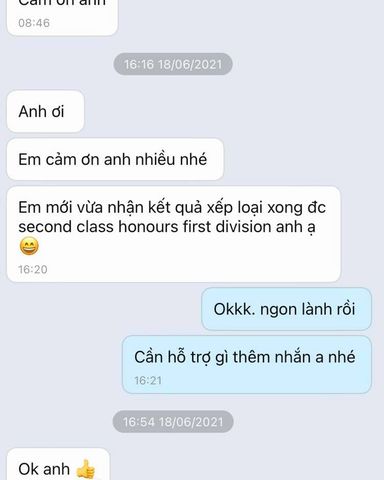 Đạt kết quả Second Class First Hounor Division xịn xò