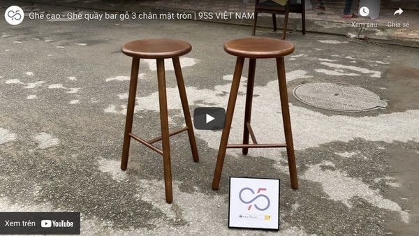 Video Sản phẩm: Ghế quầy bar gỗ mặt tròn 3 chân Round (GB11)