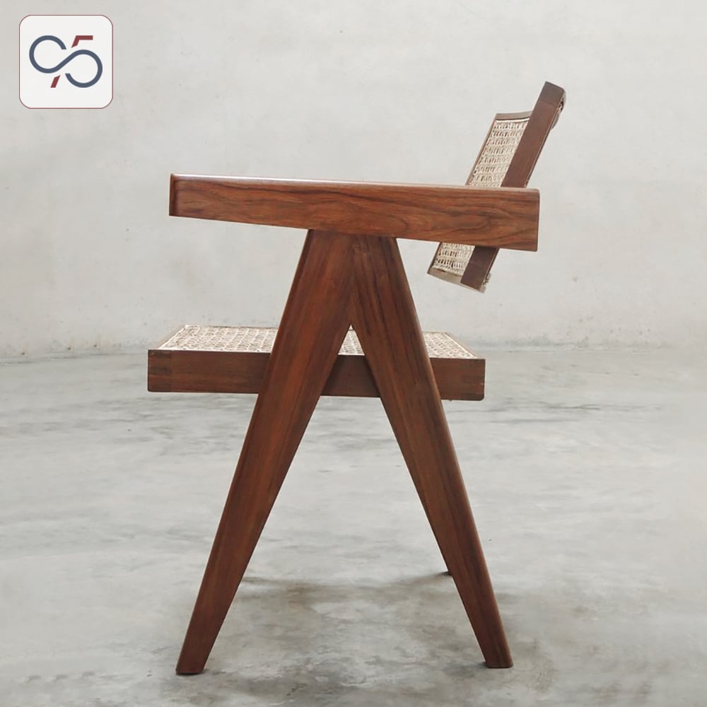 Ghế-ăn-cafe-gỗ- mây-V-leg-PIERRE-JEANNERET-nâu-walnut