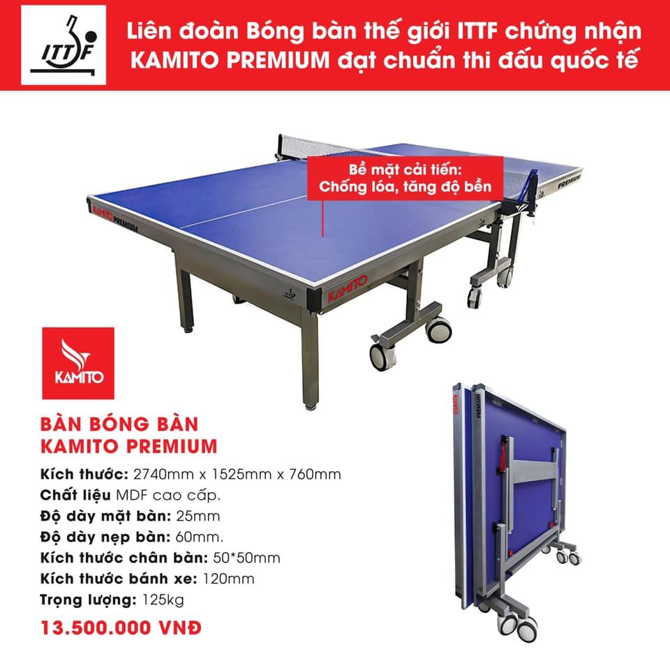 BÀN BÓNG BÀN KAMITO PREMIUM ĐẠT TIÊU CHUẨN THI ĐẤU QUỐC TẾ, ĐƯỢC CHỨNG NHẬN BỞI ITTF