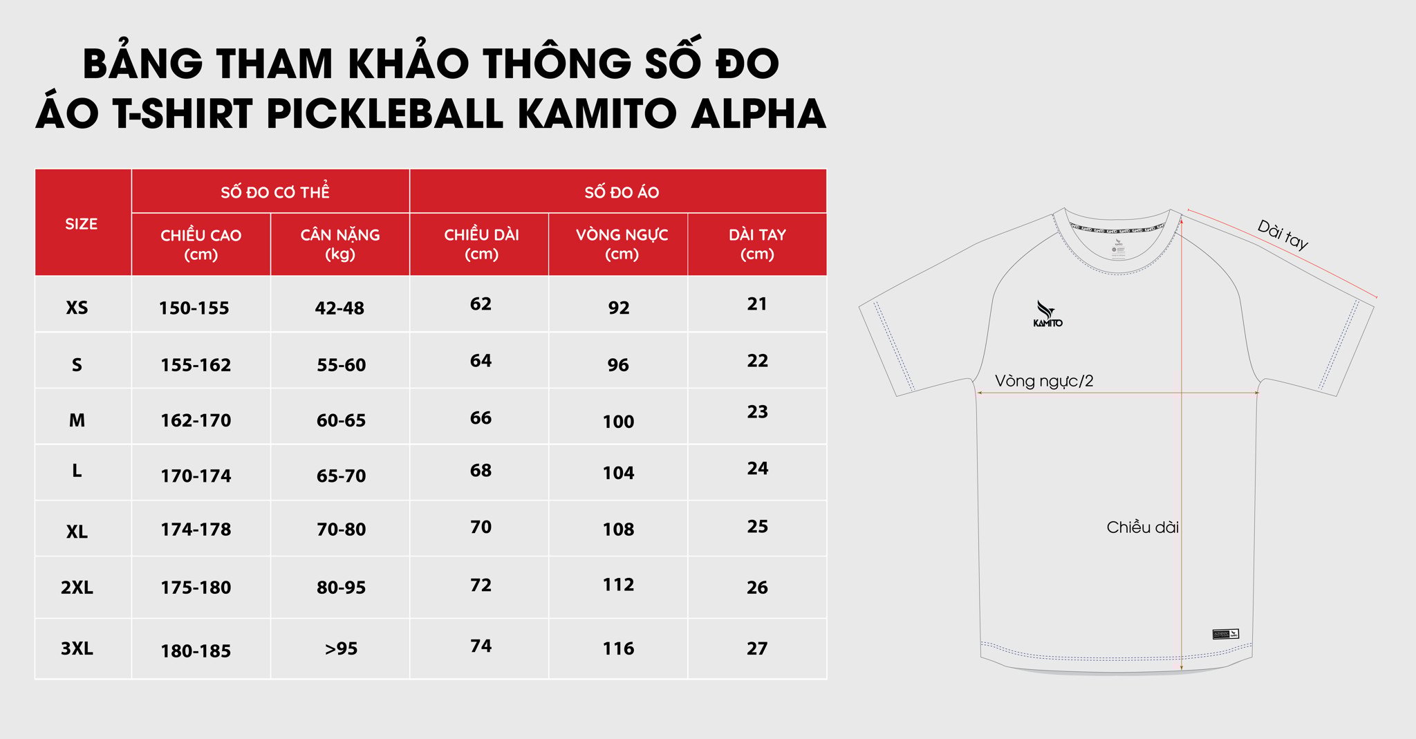 Áo T-shirt Pickleball Kamito Alpha V1