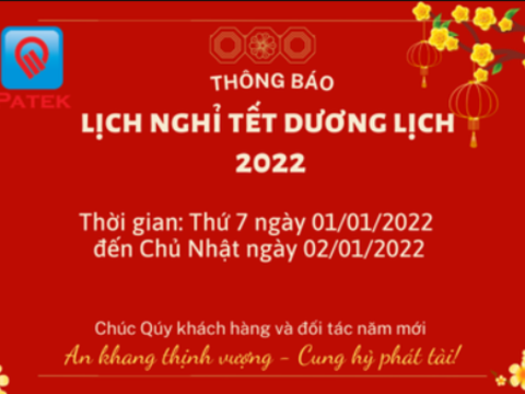 THÔNG BÁO NGHỈ LỄ TẾT DƯƠNG LỊCH 2022