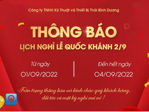 THÔNG BÁO LỊCH NGHỈ LỄ QUỐC KHÁNH 2/9