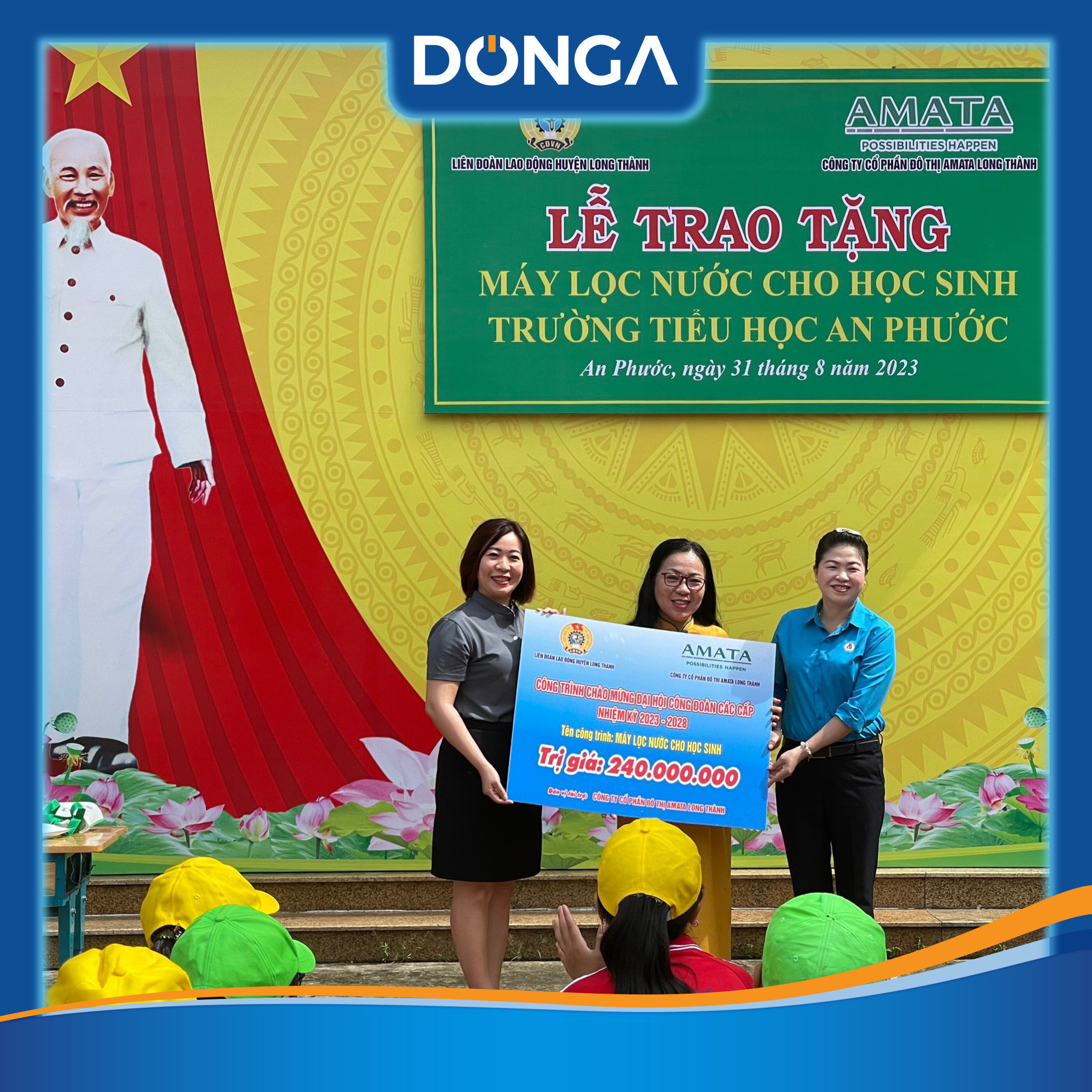 Tập đoàn AMATA trao tặng máy lọc nước học đường DONGA