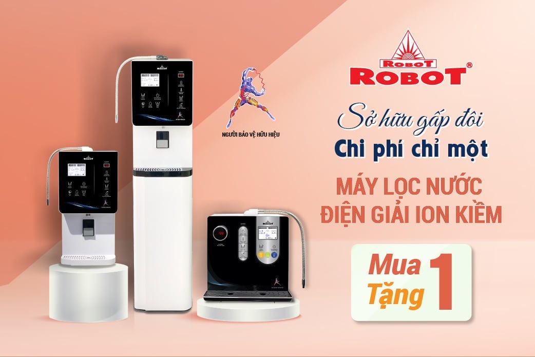 Sở hữu gấp đôi - Chi phí chỉ một| Mua Máy lọc nước điện giải ion kiềm từ 7 tấm điện cực nhận ngay ROBOT ionMega37 trị giá đến 19.800.000đ