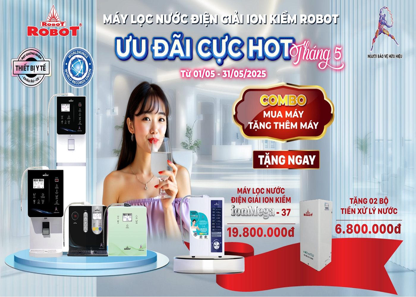 MÁY LỌC NƯỚC ĐIỆN GIẢI ION KIỀM ROBOT MUA 1 TẶNG 1 | NÂNG TẦM SỨC KHỎE NGÀY HÈ!