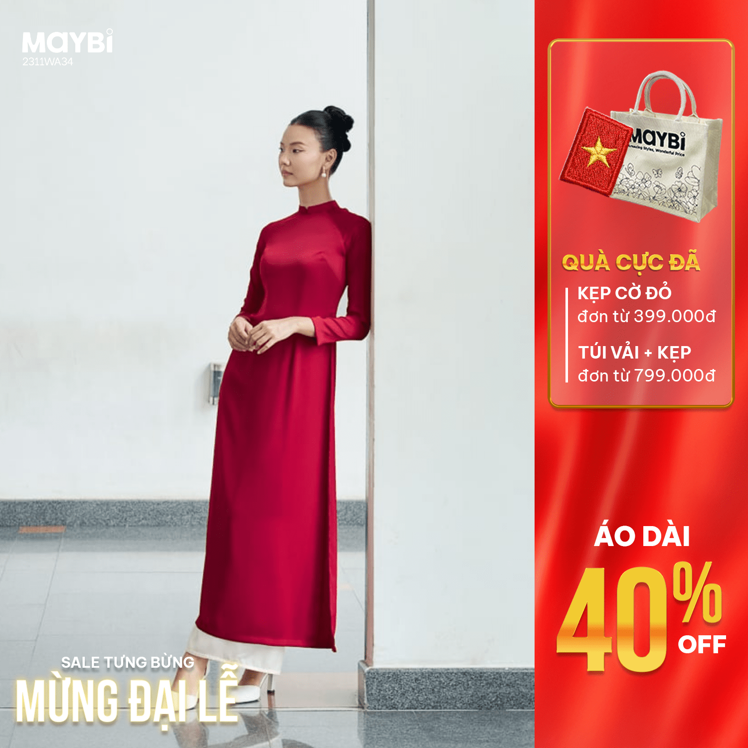 Áo dài Maybi giảm 40% trong khuyến mãi Quốc Khánh 02/09
