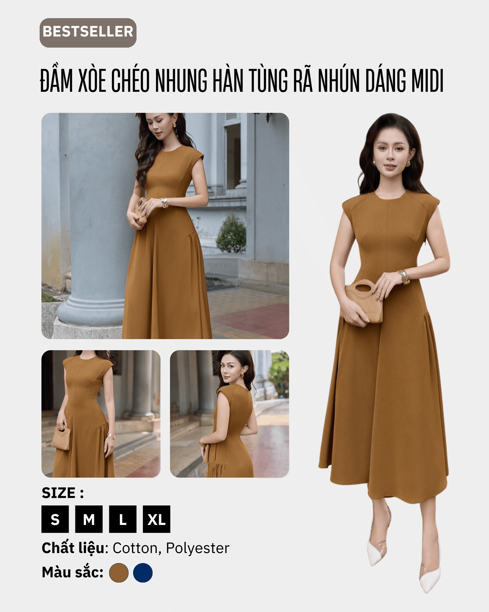 Đầm-Xòe-Chéo-Nhung-Hàn-Tùng-Rã-Nhún-Dáng-Midi-maybi