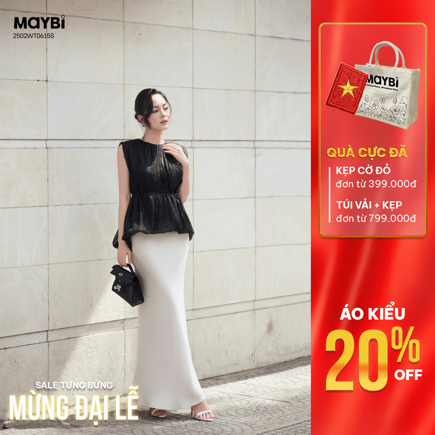 Áo kiểu nữ Maybi giảm 20% dịp ưu đãi 2/9