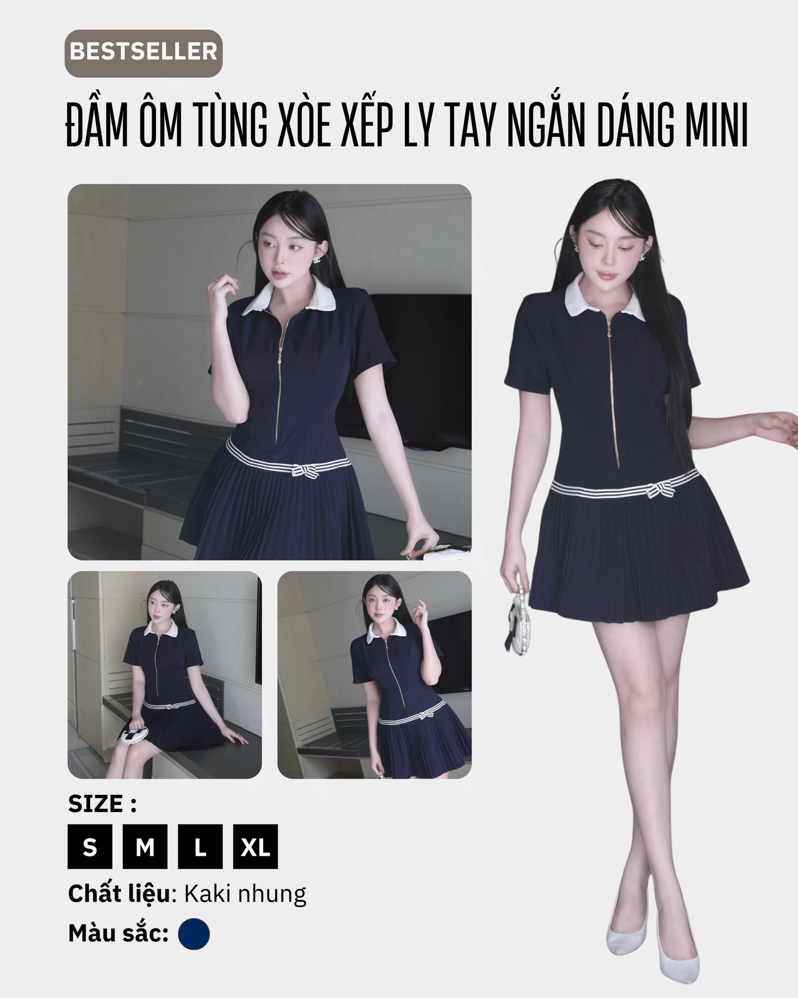 Đầm-Ôm-Tùng-Xòe-Xếp-Ly-Tay-Ngắn-Dáng-Mini-maybi