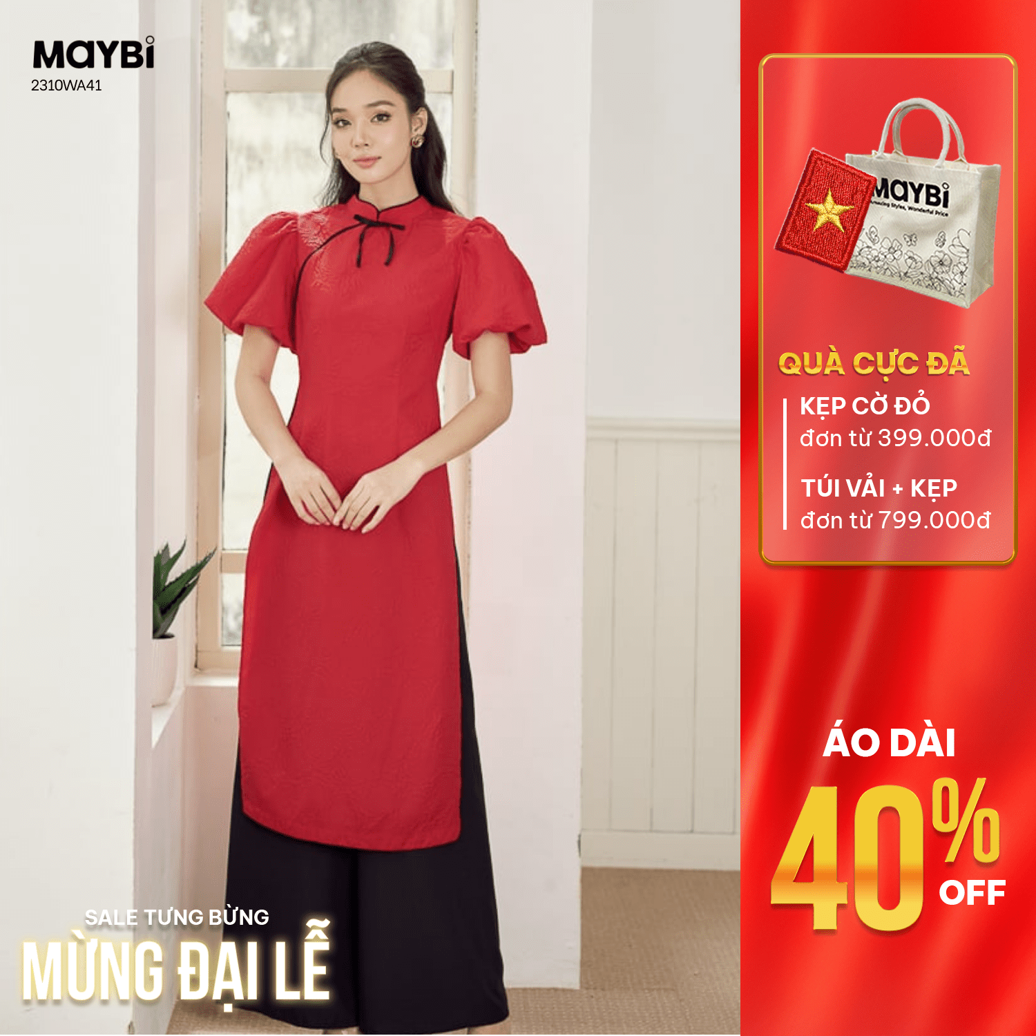 Áo dài Maybi giảm 40% trong khuyến mãi Quốc Khánh 02/09