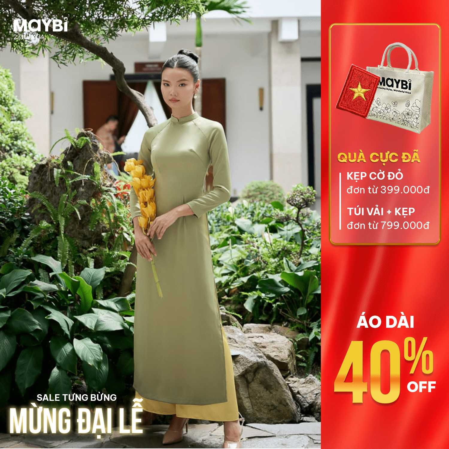 Áo dài Maybi giảm 40% trong khuyến mãi Quốc Khánh 02/09