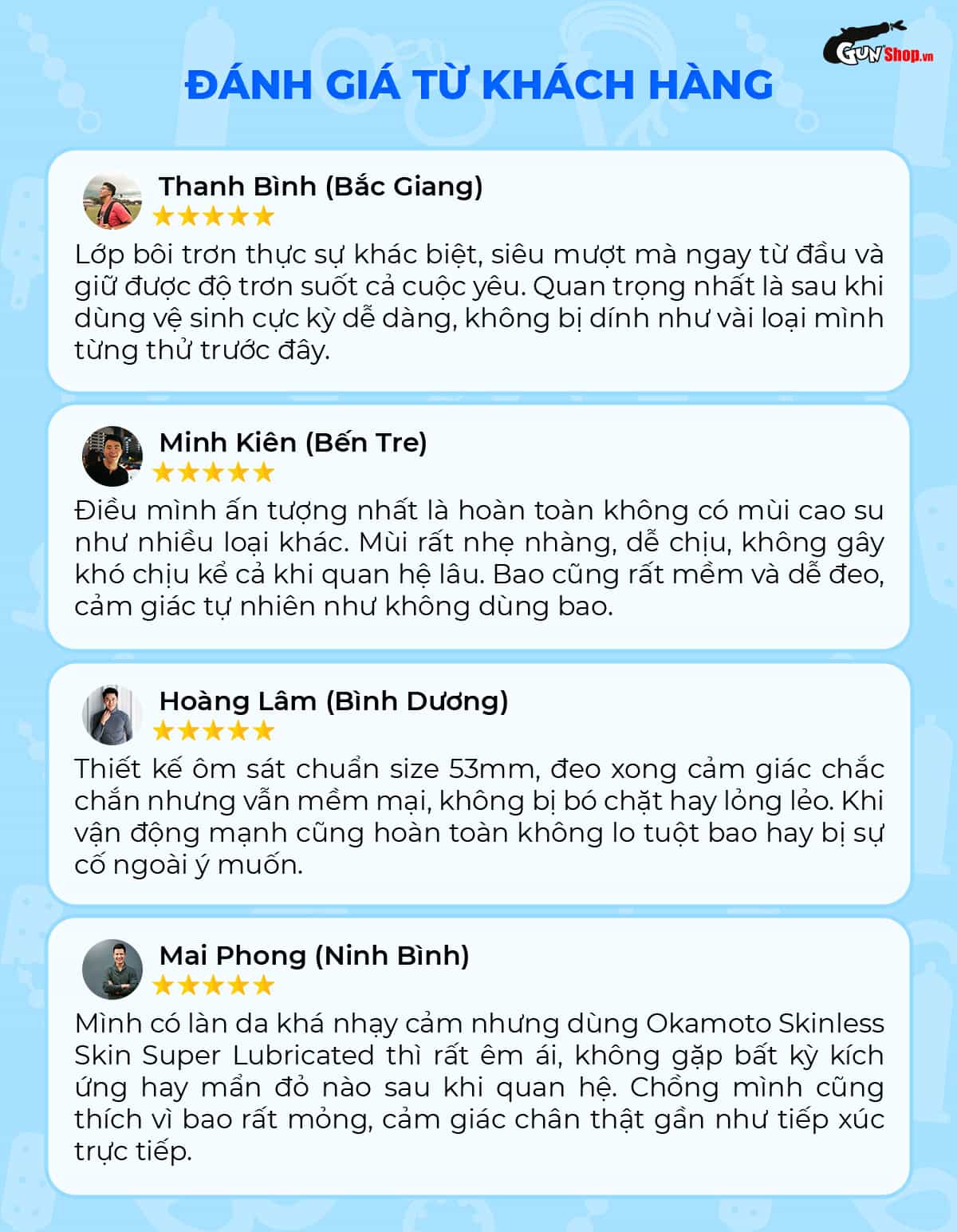 Đánh giá từ khách hàng về Bao cao su Okamoto Skinless Skin Super Lubricative