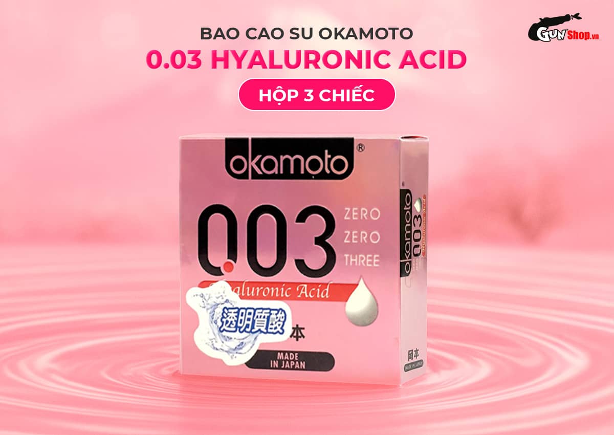 Bao cao su Okamoto 0.03 Hyaluronic Acid chính hãng giá tốt tại Gunshop