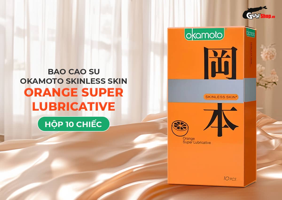 Bao cao su Okamoto Skinless Skin Orange Super Lubricative chính hãng tại Gunshop